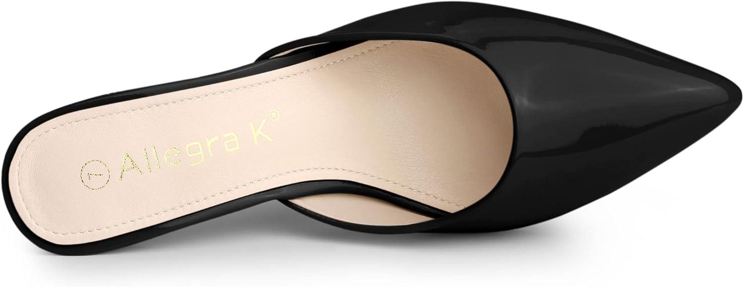 imageAllegra K Womens Pointed Toe Stiletto Heels Slide MulesBlack