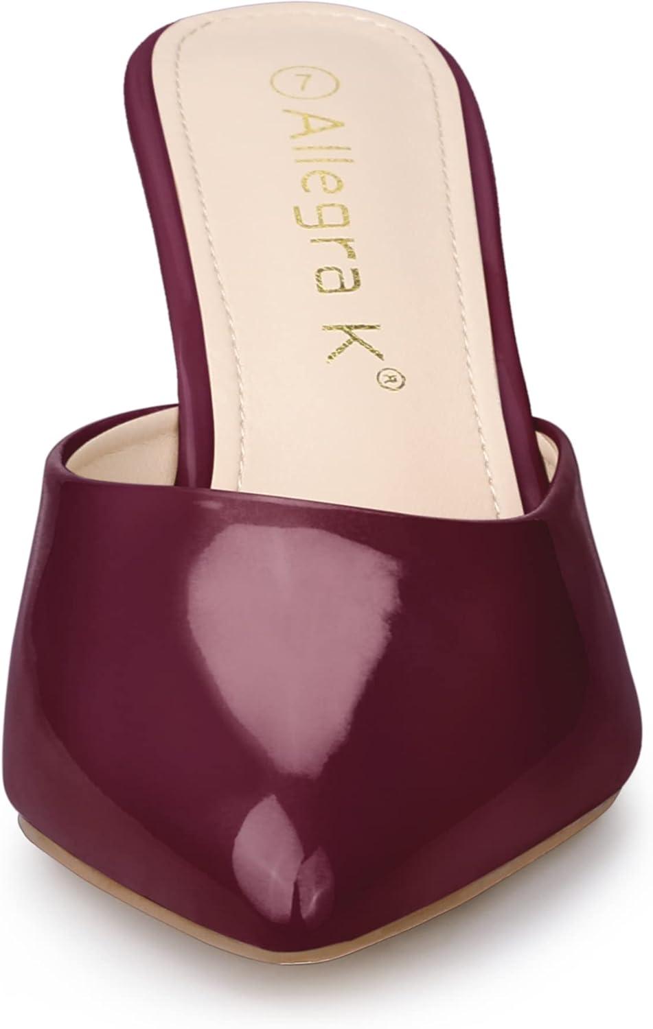 imageAllegra K Womens Pointed Toe Stiletto Heels Slide MulesBurgundy