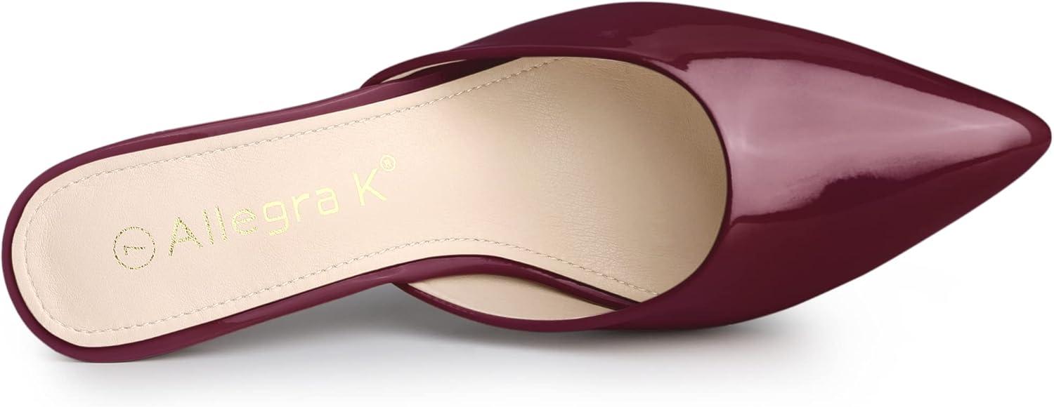 imageAllegra K Womens Pointed Toe Stiletto Heels Slide MulesBurgundy