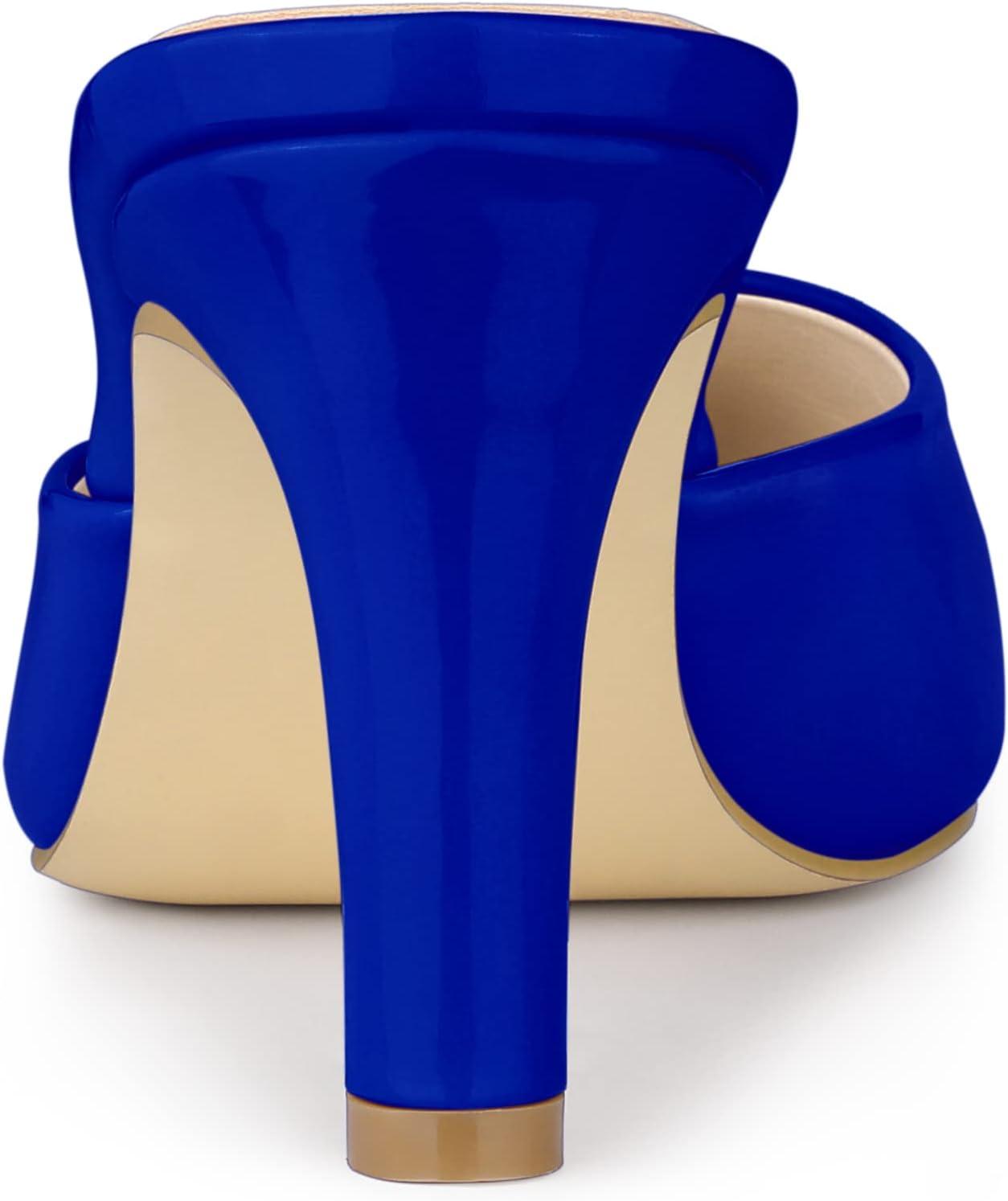 imageAllegra K Womens Pointed Toe Stiletto Heels Slide MulesDeep Blue