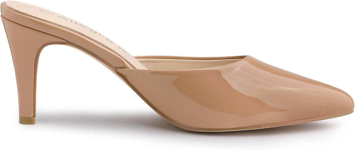 imageAllegra K Womens Pointed Toe Stiletto Heels Slide MulesNude