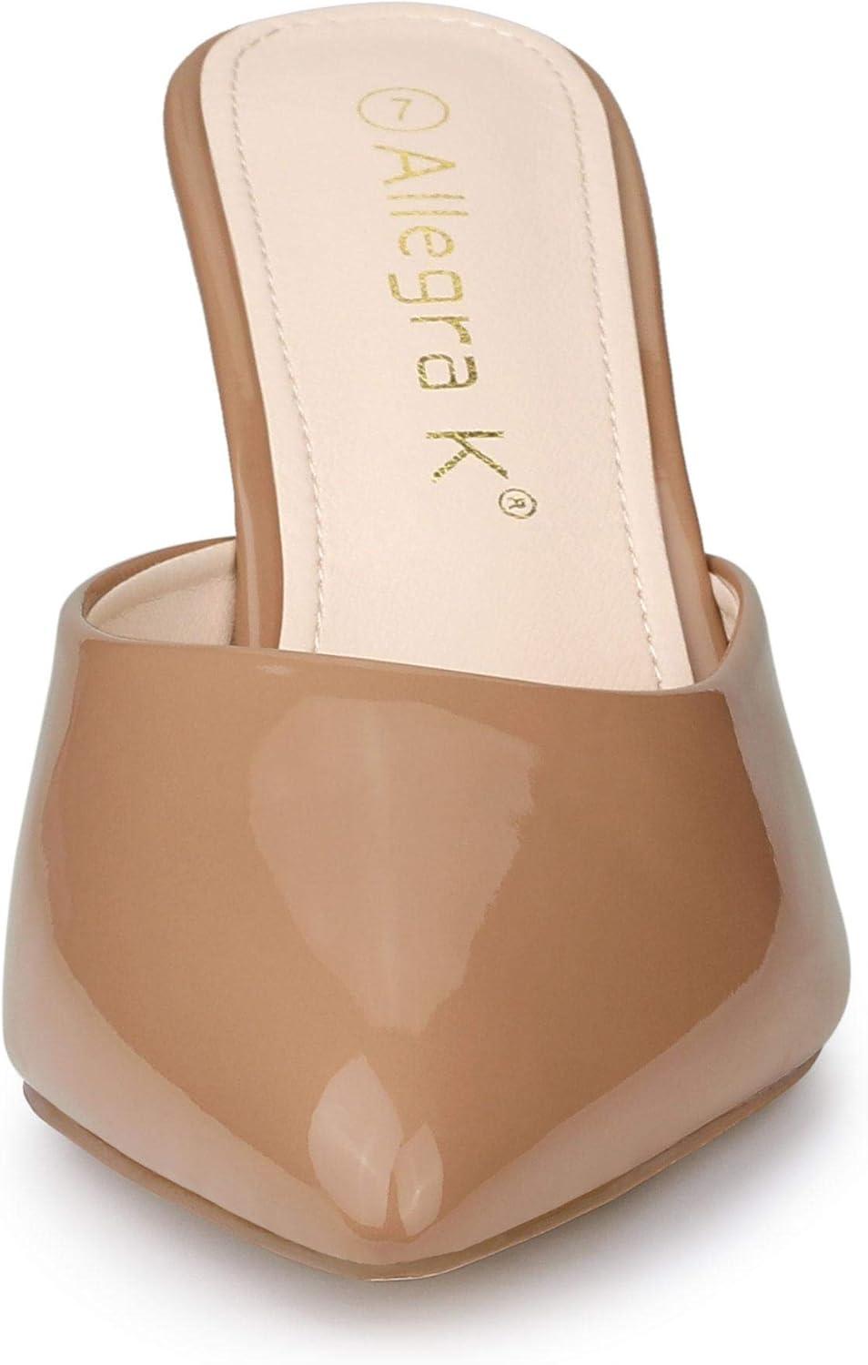 imageAllegra K Womens Pointed Toe Stiletto Heels Slide MulesNude