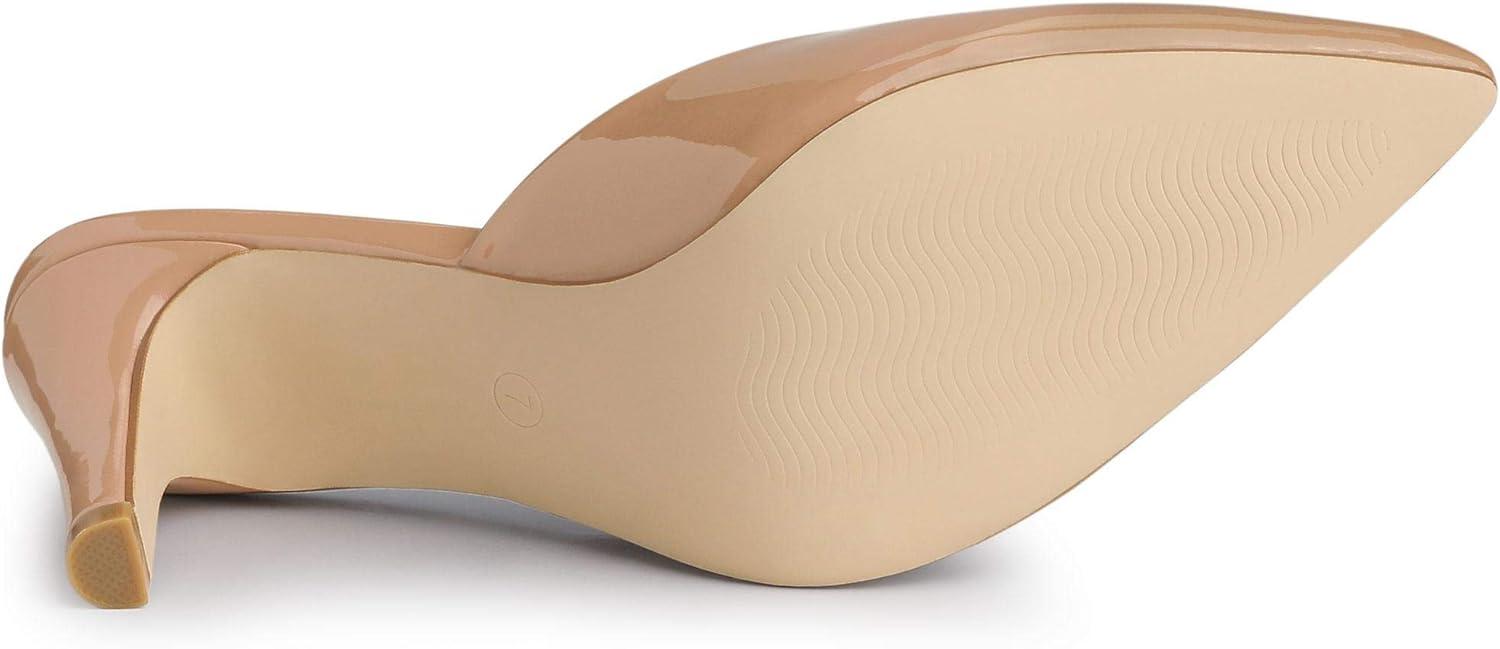 imageAllegra K Womens Pointed Toe Stiletto Heels Slide MulesNude