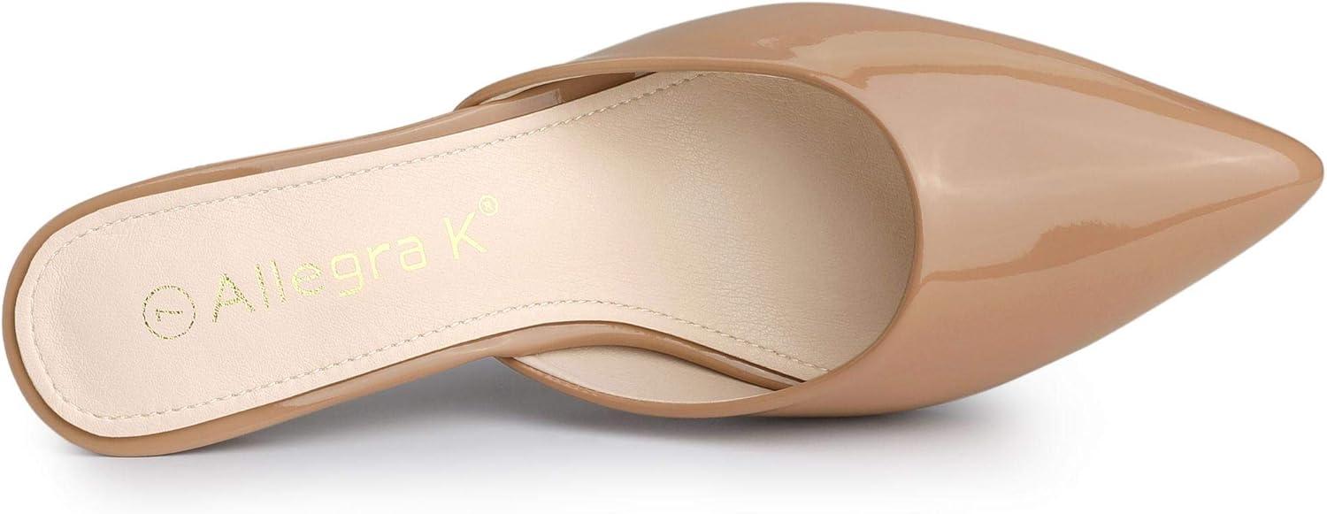 imageAllegra K Womens Pointed Toe Stiletto Heels Slide MulesNude