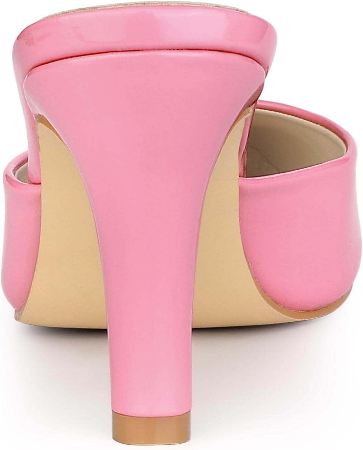 imageAllegra K Womens Pointed Toe Stiletto Heels Slide MulesPink