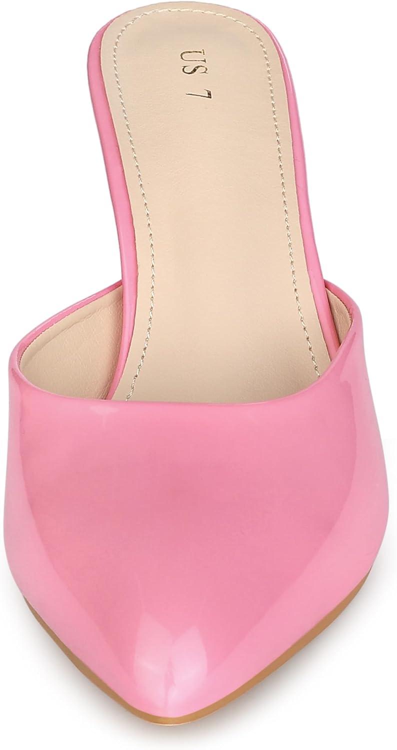 imageAllegra K Womens Pointed Toe Stiletto Heels Slide MulesPink