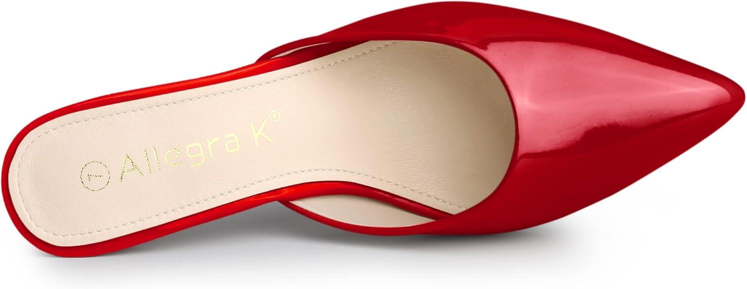 imageAllegra K Womens Pointed Toe Stiletto Heels Slide MulesRed