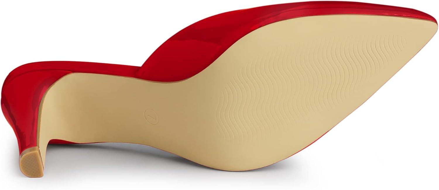 imageAllegra K Womens Pointed Toe Stiletto Heels Slide MulesRed