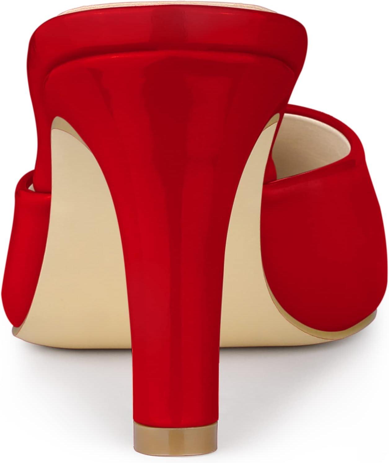 imageAllegra K Womens Pointed Toe Stiletto Heels Slide MulesRed