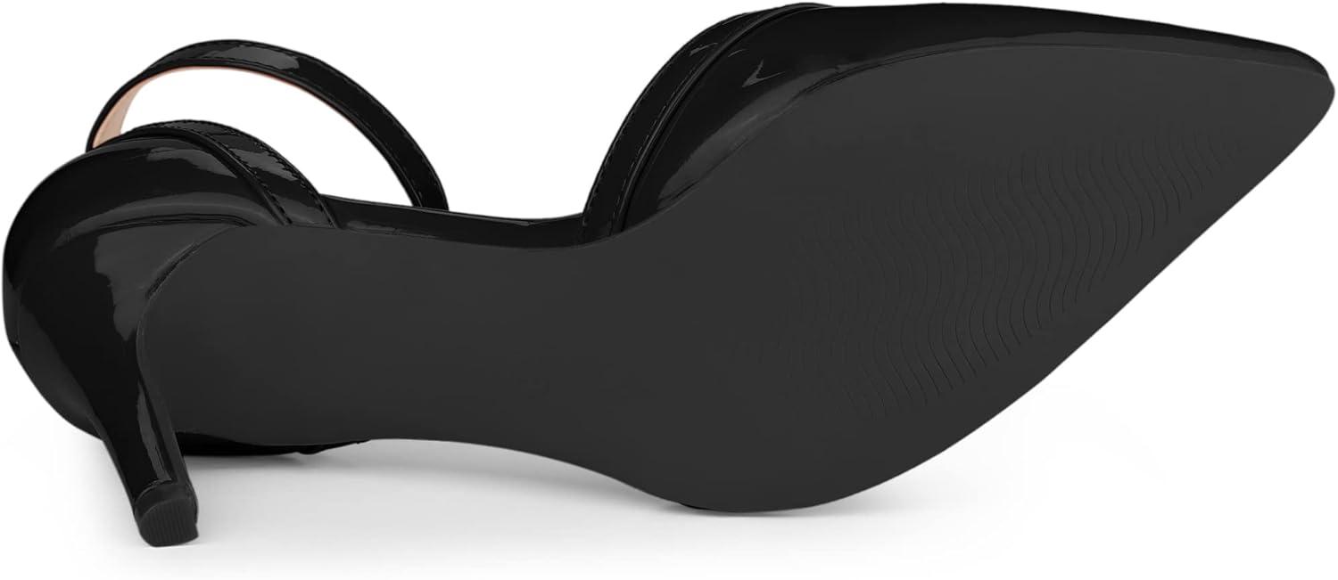 imageAllegra K Womens Pointed Toe Stiletto High Heel Pumps Ankle Strap Wedding Bridal Evening Party Dress ShoesBlack