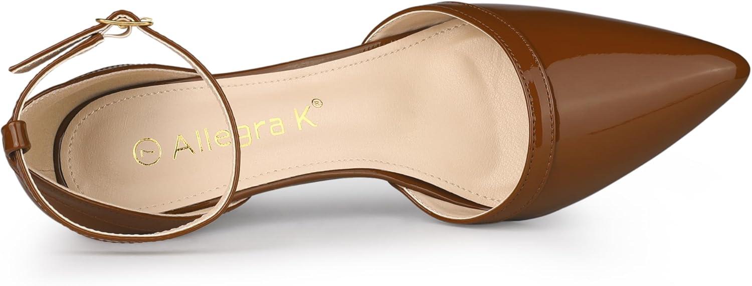 imageAllegra K Womens Pointed Toe Stiletto High Heel Pumps Ankle Strap Wedding Bridal Evening Party Dress ShoesBrown