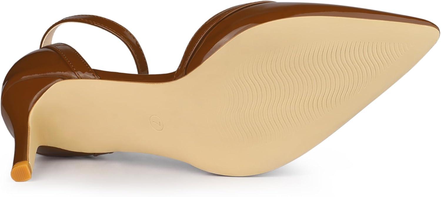 imageAllegra K Womens Pointed Toe Stiletto High Heel Pumps Ankle Strap Wedding Bridal Evening Party Dress ShoesBrown