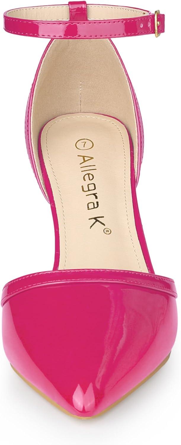 imageAllegra K Womens Pointed Toe Stiletto High Heel Pumps Ankle Strap Wedding Bridal Evening Party Dress ShoesHot Pink