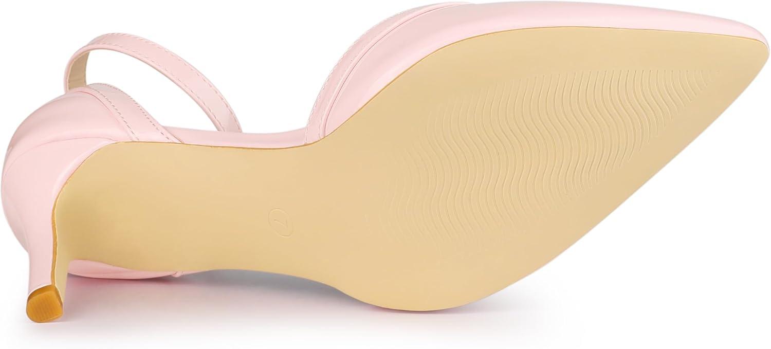 imageAllegra K Womens Pointed Toe Stiletto High Heel Pumps Ankle Strap Wedding Bridal Evening Party Dress ShoesPink