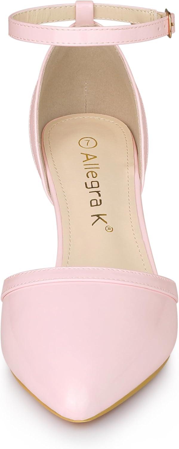 imageAllegra K Womens Pointed Toe Stiletto High Heel Pumps Ankle Strap Wedding Bridal Evening Party Dress ShoesPink