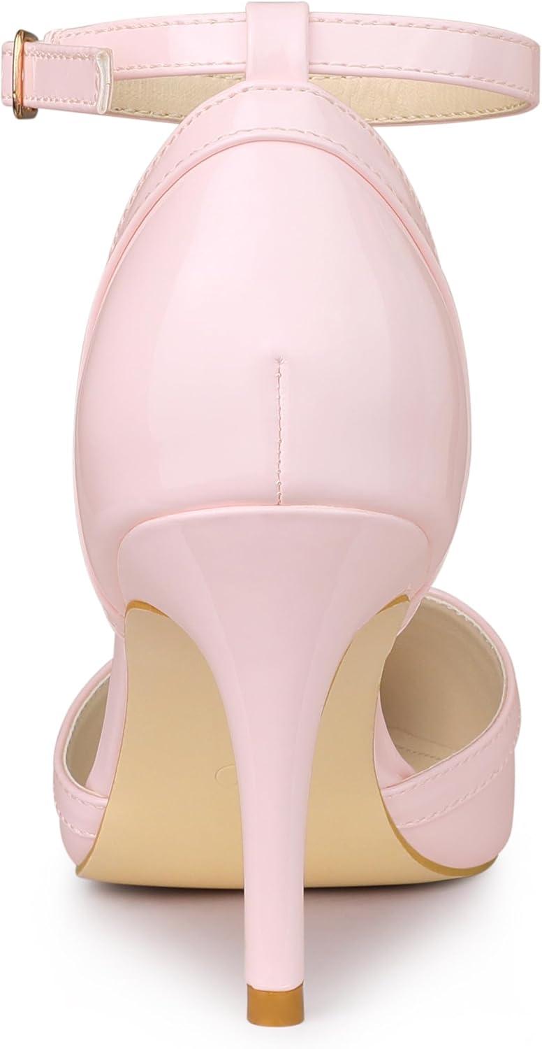 imageAllegra K Womens Pointed Toe Stiletto High Heel Pumps Ankle Strap Wedding Bridal Evening Party Dress ShoesPink