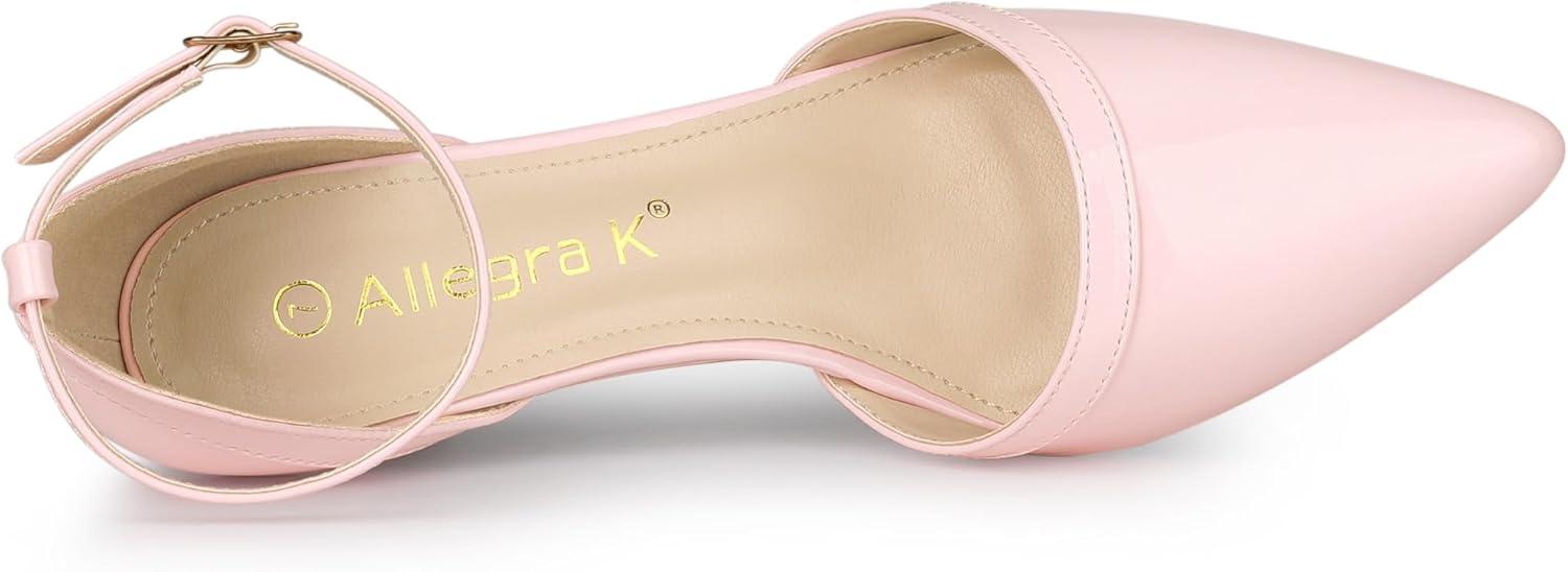 imageAllegra K Womens Pointed Toe Stiletto High Heel Pumps Ankle Strap Wedding Bridal Evening Party Dress ShoesPink