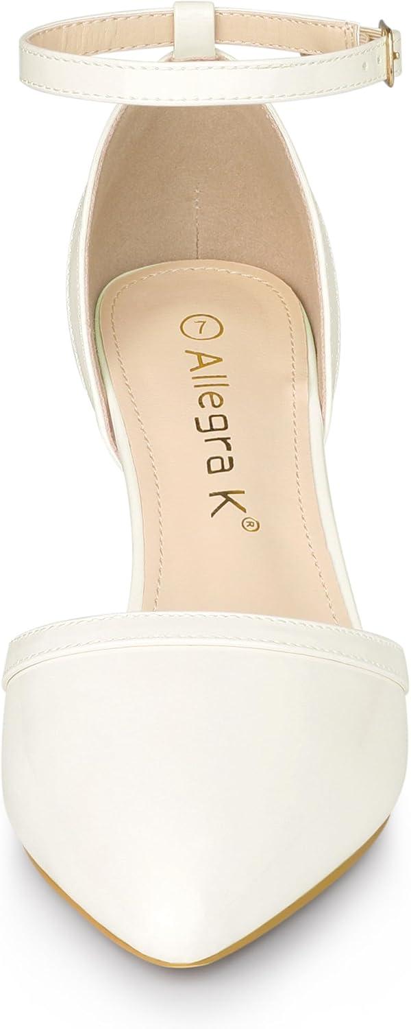 imageAllegra K Womens Pointed Toe Stiletto High Heel Pumps Ankle Strap Wedding Bridal Evening Party Dress ShoesWhite