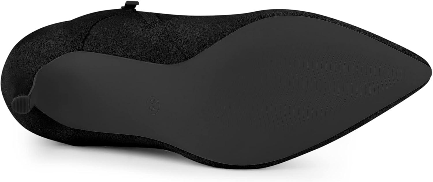 imageAllegra K Womens Pointy Toe Buckle Cross Straps Stiletto Heel Ankle BootsBlack