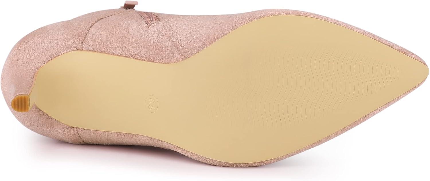 imageAllegra K Womens Pointy Toe Buckle Cross Straps Stiletto Heel Ankle BootsDust Pink