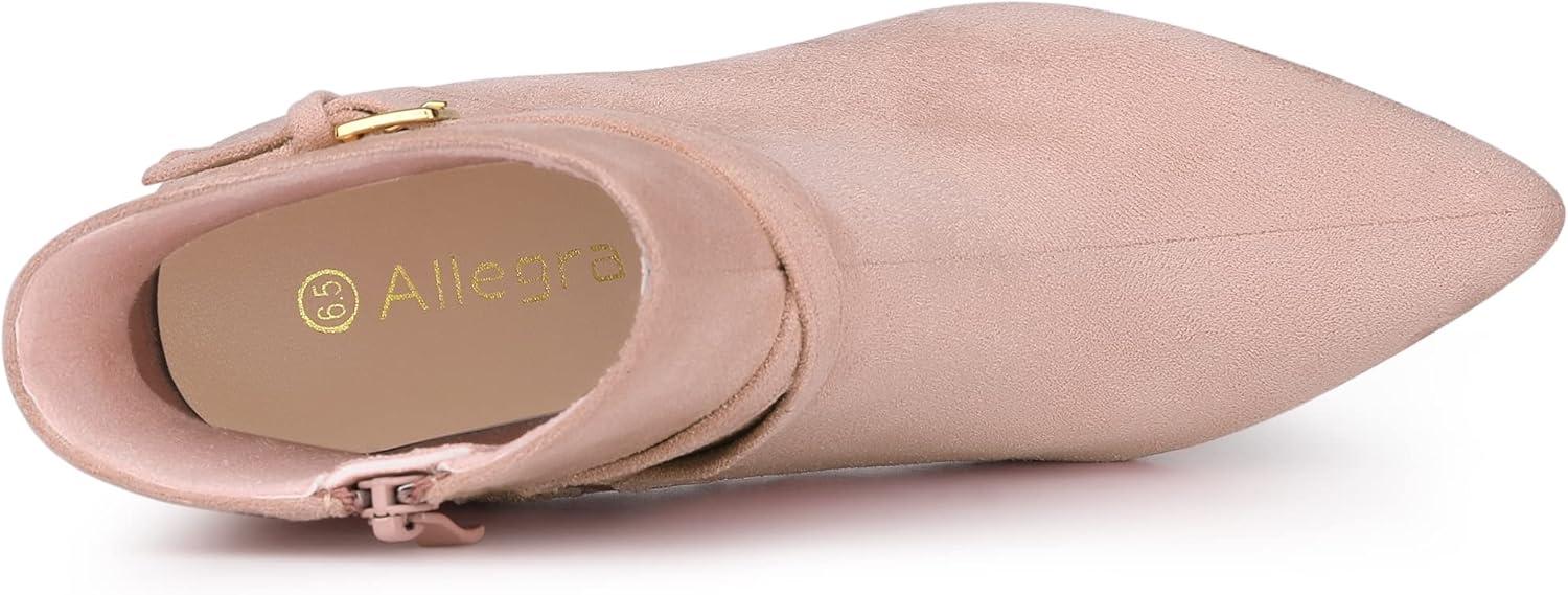 imageAllegra K Womens Pointy Toe Buckle Cross Straps Stiletto Heel Ankle BootsDust Pink