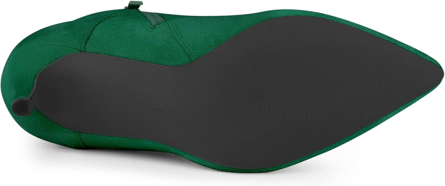 imageAllegra K Womens Pointy Toe Buckle Cross Straps Stiletto Heel Ankle BootsEmerald Green