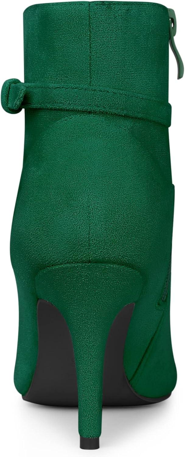 imageAllegra K Womens Pointy Toe Buckle Cross Straps Stiletto Heel Ankle BootsEmerald Green