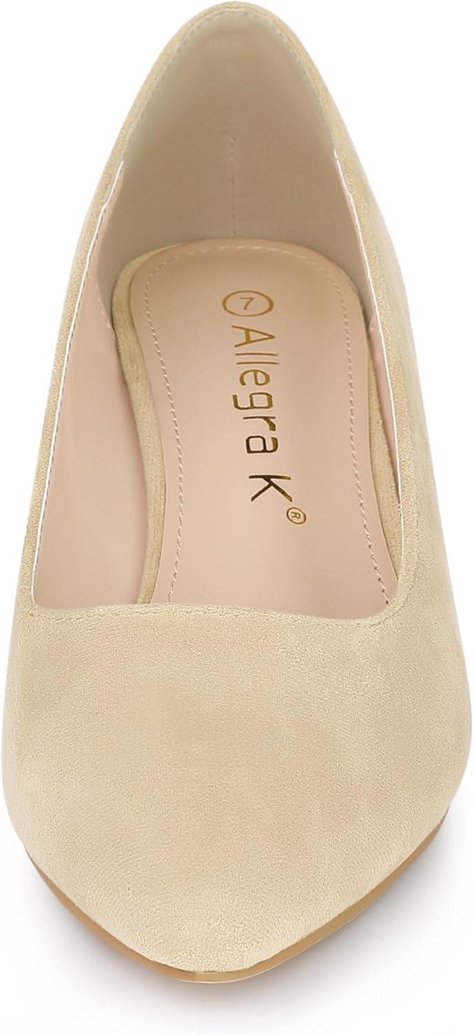 imageAllegra K Womens Pointy Toe Slip On Wedges Heels PumpsBeige