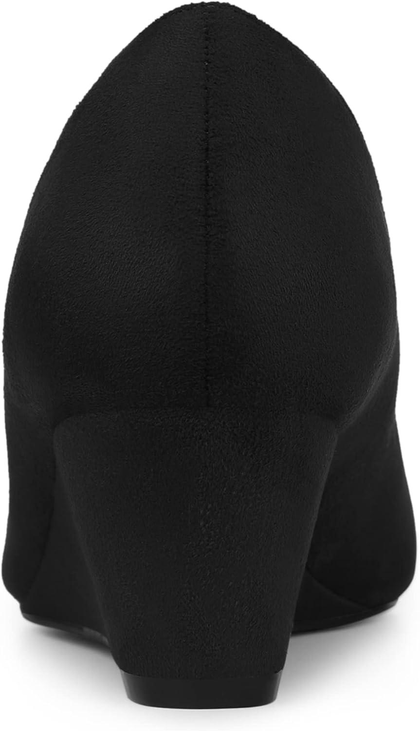imageAllegra K Womens Pointy Toe Slip On Wedges Heels PumpsBlack