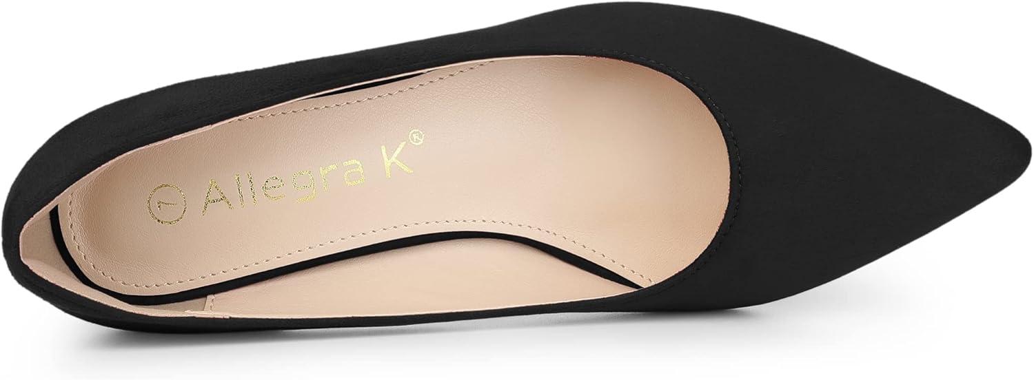 imageAllegra K Womens Pointy Toe Slip On Wedges Heels PumpsBlack
