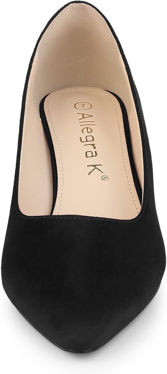 imageAllegra K Womens Pointy Toe Slip On Wedges Heels PumpsBlack