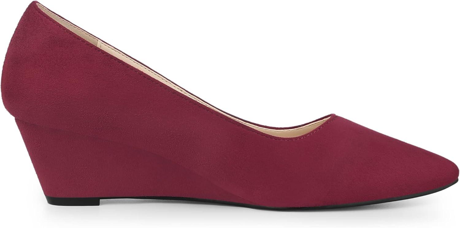 imageAllegra K Womens Pointy Toe Slip On Wedges Heels PumpsBurgundy