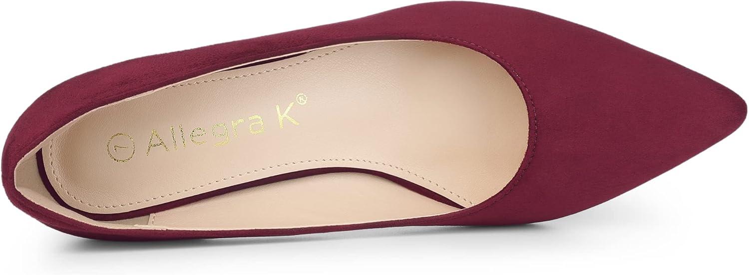 imageAllegra K Womens Pointy Toe Slip On Wedges Heels PumpsBurgundy
