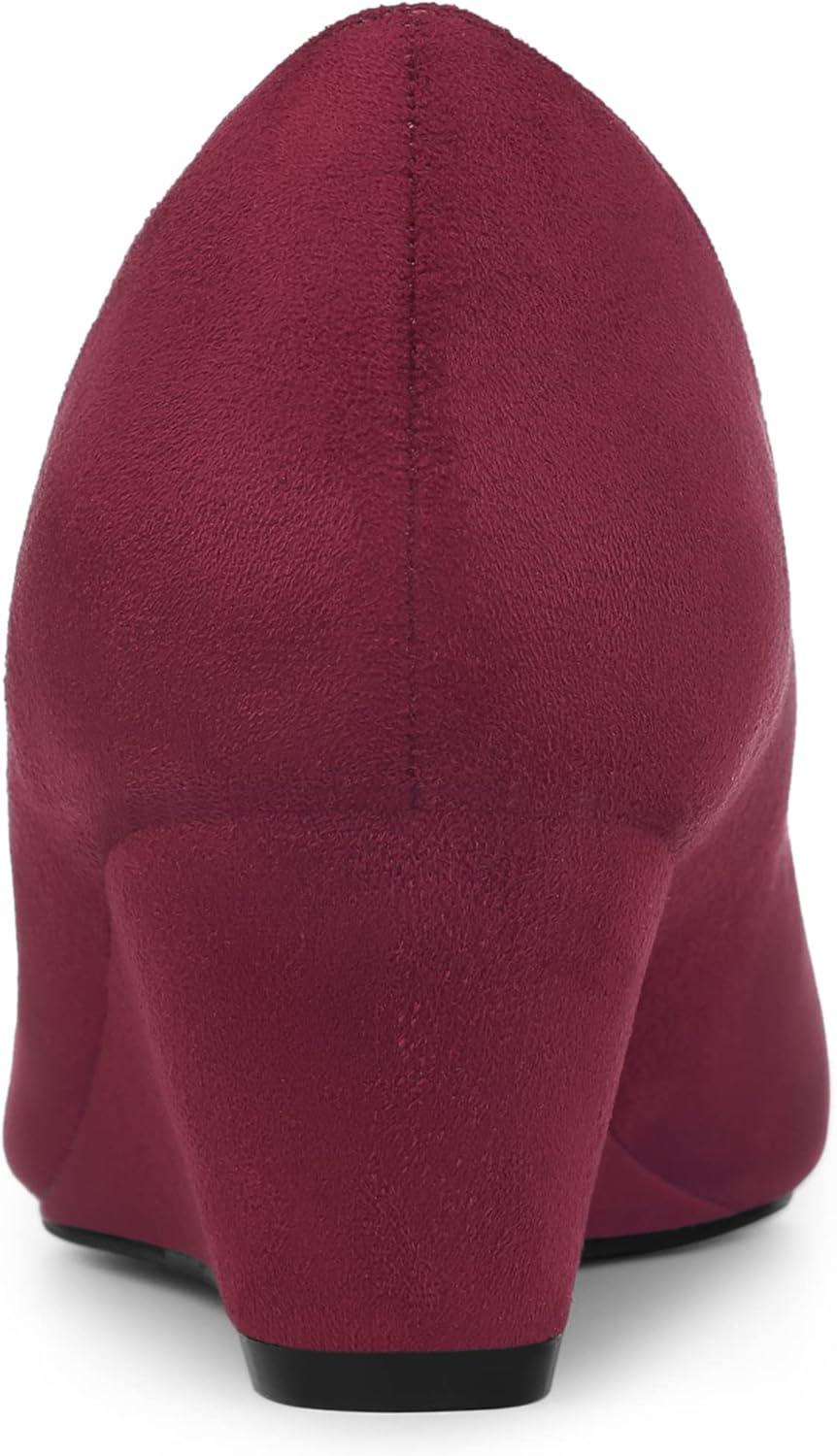 imageAllegra K Womens Pointy Toe Slip On Wedges Heels PumpsBurgundy