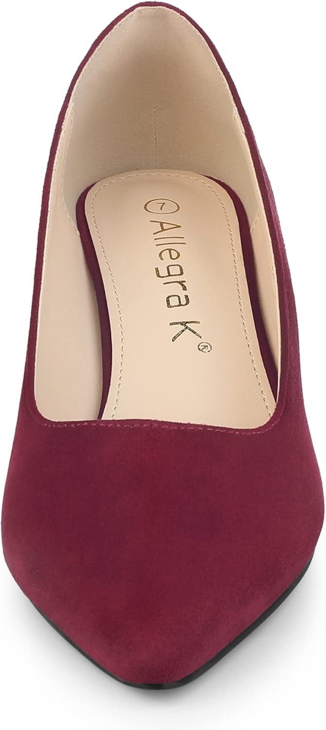 imageAllegra K Womens Pointy Toe Slip On Wedges Heels PumpsBurgundy