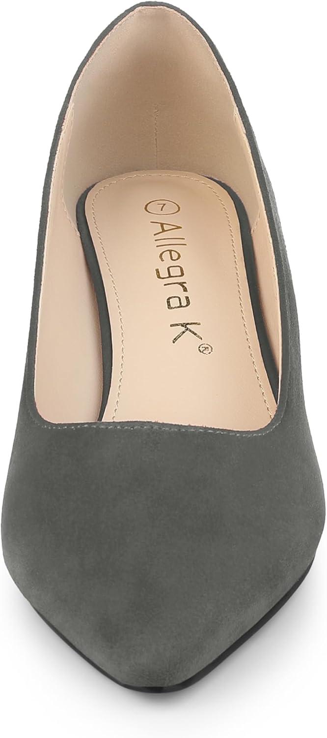 imageAllegra K Womens Pointy Toe Slip On Wedges Heels PumpsGrey
