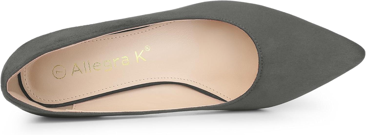 imageAllegra K Womens Pointy Toe Slip On Wedges Heels PumpsGrey