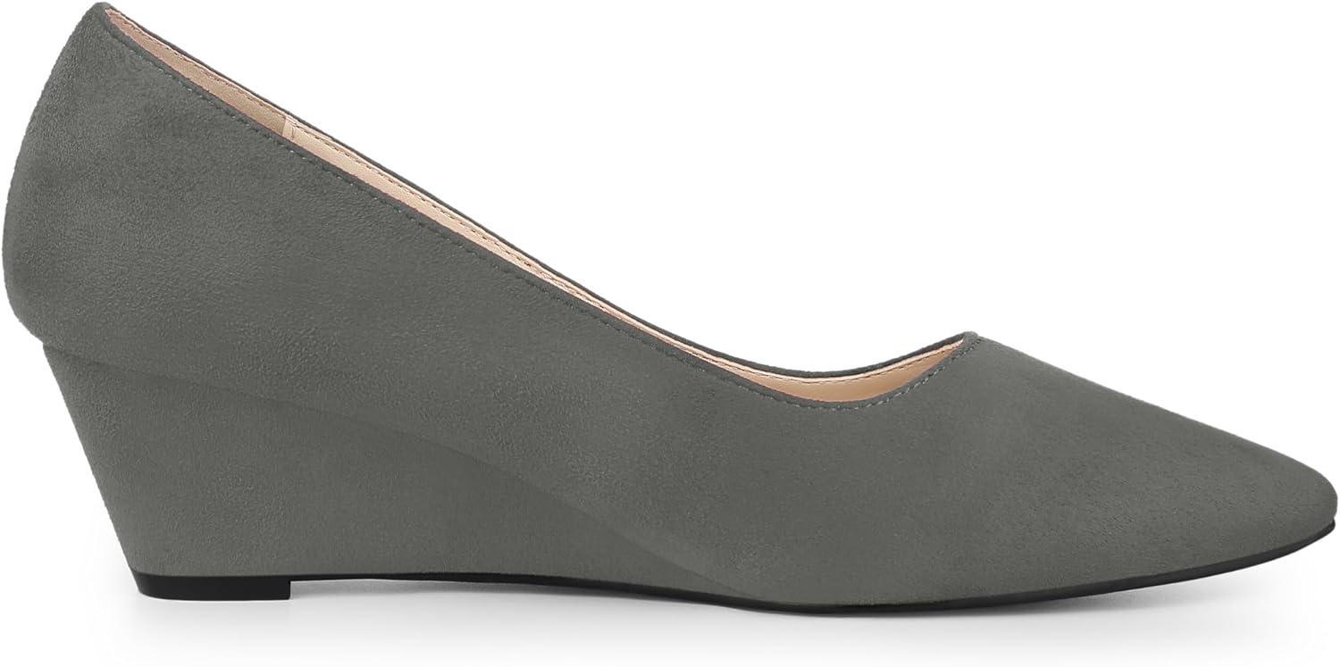 imageAllegra K Womens Pointy Toe Slip On Wedges Heels PumpsGrey