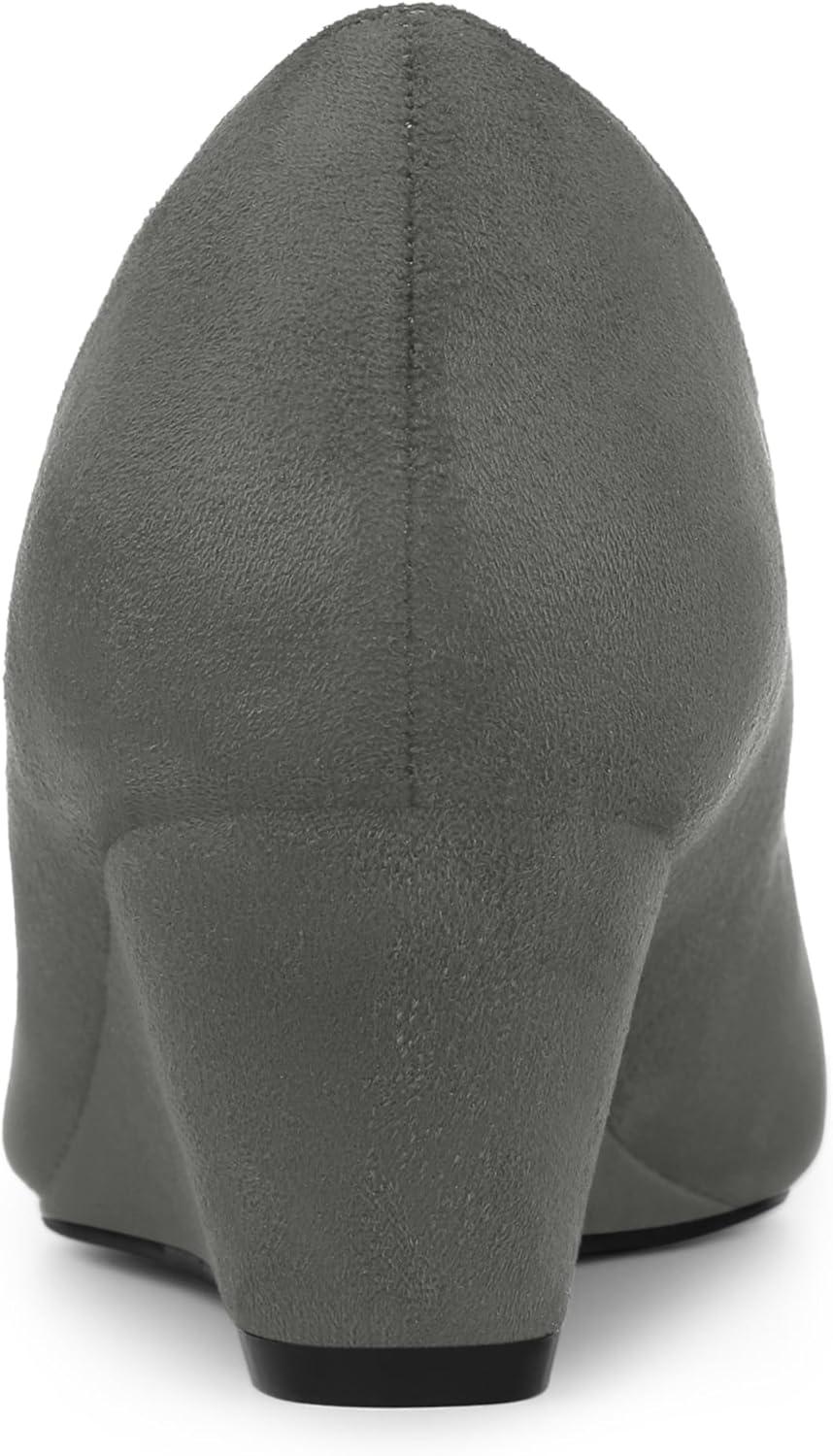 imageAllegra K Womens Pointy Toe Slip On Wedges Heels PumpsGrey