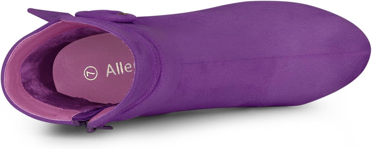 imageAllegra K Womens Round Toe Block Heel Boots Ankle BootiesPurple