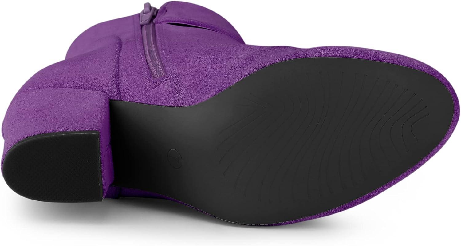 imageAllegra K Womens Round Toe Block Heel Boots Ankle BootiesPurple