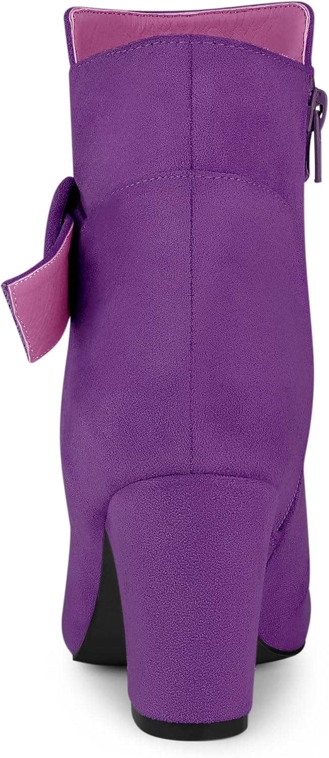 imageAllegra K Womens Round Toe Block Heel Boots Ankle BootiesPurple