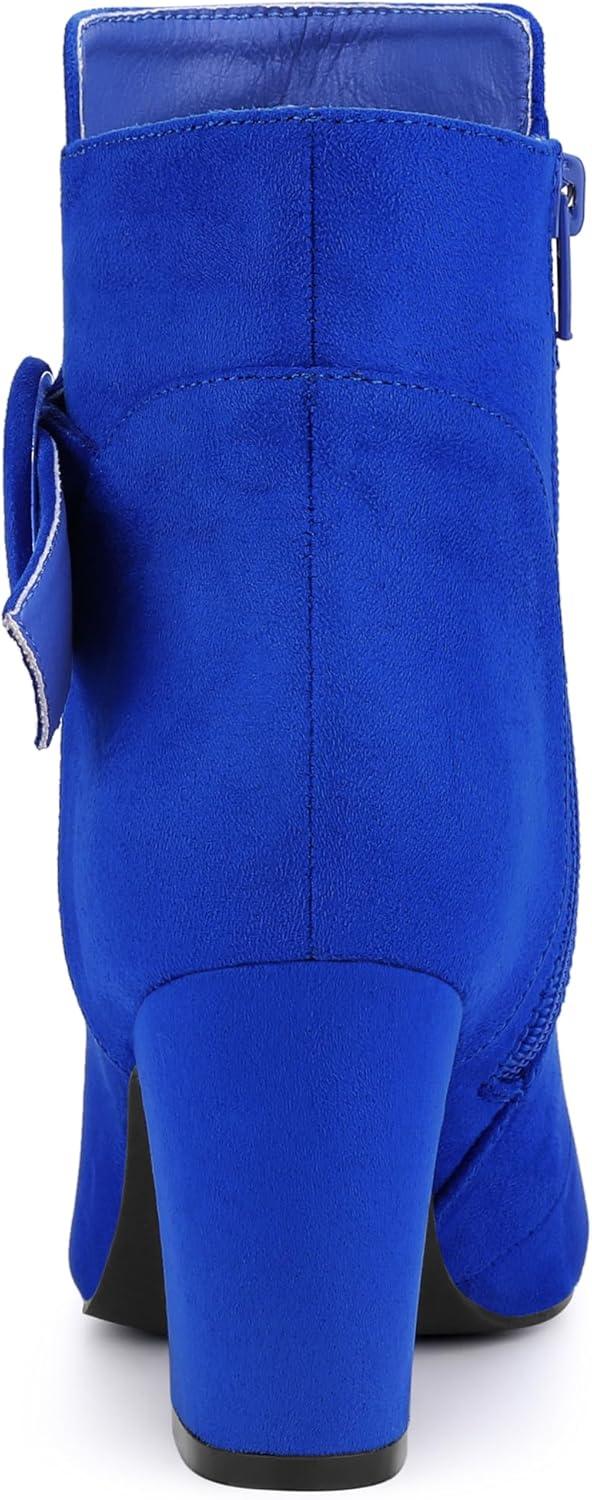 imageAllegra K Womens Round Toe Block Heel Boots Ankle BootiesRoyal Blue