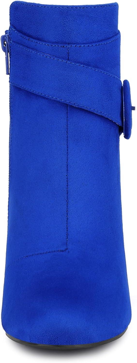 imageAllegra K Womens Round Toe Block Heel Boots Ankle BootiesRoyal Blue