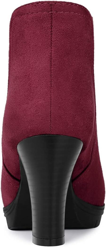 imageAllegra K Womens Round Toe Block Heels Chelsea Ankle BootsBurgundy
