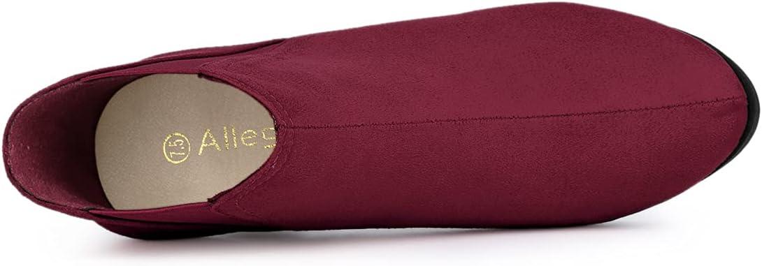 imageAllegra K Womens Round Toe Block Heels Chelsea Ankle BootsBurgundy