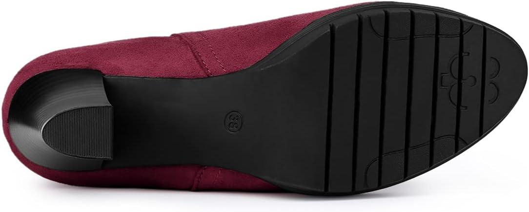 imageAllegra K Womens Round Toe Block Heels Chelsea Ankle BootsBurgundy