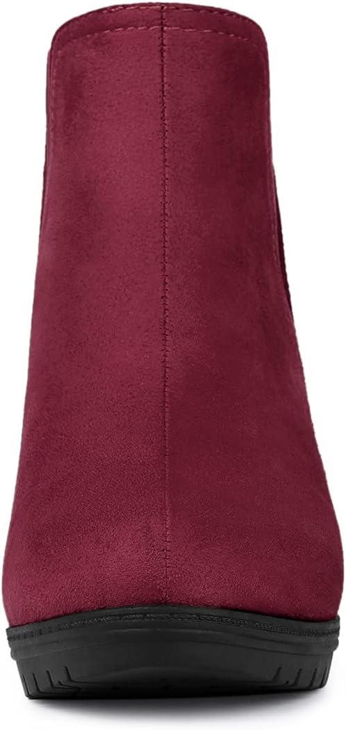 imageAllegra K Womens Round Toe Block Heels Chelsea Ankle BootsBurgundy