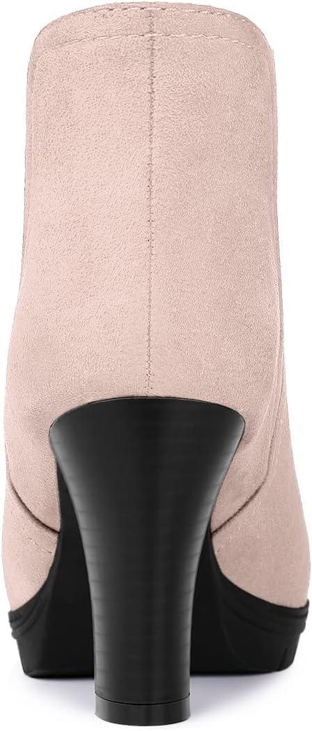 imageAllegra K Womens Round Toe Block Heels Chelsea Ankle BootsDust Pink