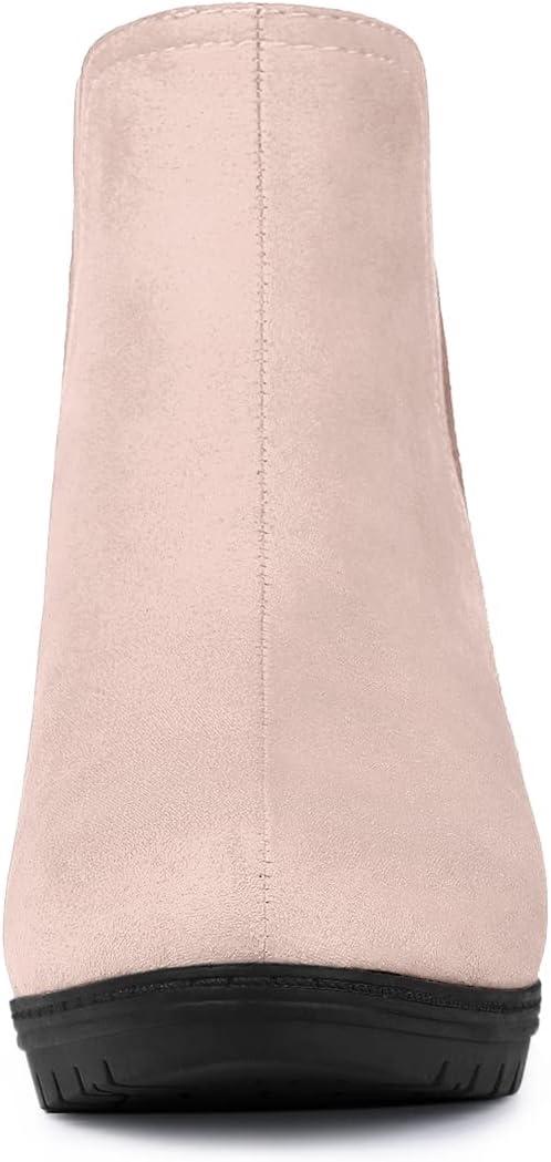 imageAllegra K Womens Round Toe Block Heels Chelsea Ankle BootsDust Pink
